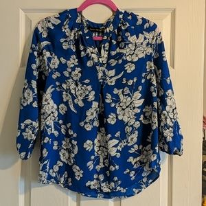 Blue & White flowered Ivanka Blouse